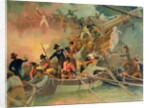 The English navy conquering a French ship near the Cape Camaro by English School