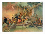 The English navy conquering a French ship near the Cape Camaro by English School