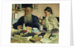 Leo Tolstoy with his wife in Yasnaya Polyana, 1907 by Ilya Efimovich Repin