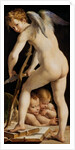Cupid Carving a Bow, 1533/34 by Parmigianino