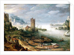 River Scene with a Ruined Tower by Paul Brill or Bril