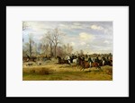 Emperor Franz Joseph I of Austria hunting to hounds with the Countess Larisch in Silesia, 1882 by Emil Adam