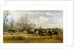 Emperor Franz Joseph I of Austria hunting to hounds with the Countess Larisch in Silesia, 1882 by Emil Adam