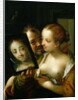 Laughing Couple with a mirror, 1596 by Johann or Hans von Aachen