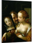 Laughing Couple with a mirror, 1596 by Johann or Hans von Aachen