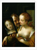 Laughing Couple with a mirror, 1596 by Johann or Hans von Aachen