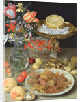 Still life with flowers and dessert by Georg Flegel
