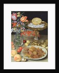 Still life with flowers and dessert by Georg Flegel