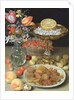 Still life with flowers and dessert by Georg Flegel