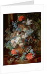 Bouquet of Flowers in a Landscape by Jan van Huysum