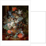 Bouquet of Flowers in a Landscape by Jan van Huysum