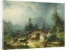 Alpine hut in Rainy Weather, 1850 by Friedrich Gauermann