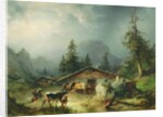 Alpine hut in Rainy Weather, 1850 by Friedrich Gauermann
