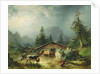 Alpine hut in Rainy Weather, 1850 by Friedrich Gauermann