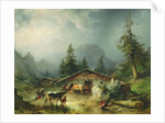 Alpine hut in Rainy Weather, 1850 by Friedrich Gauermann