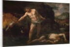 Hercules slays the giant Cacus and steals back the cattle of Geryon by Giambattista Langetti