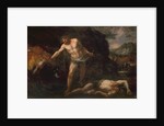 Hercules slays the giant Cacus and steals back the cattle of Geryon by Giambattista Langetti