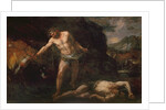Hercules slays the giant Cacus and steals back the cattle of Geryon by Giambattista Langetti