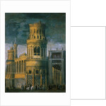 Architectural fantasy depicting the martyrdom of a female saint by Francois de Nome