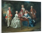 Group portrait of the Harrach family playing backgammon by Johann Wilhelm Hoffnas