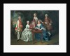 Group portrait of the Harrach family playing backgammon by Johann Wilhelm Hoffnas