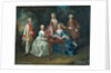 Group portrait of the Harrach family playing backgammon by Johann Wilhelm Hoffnas