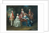 Group portrait of the Harrach family playing backgammon by Johann Wilhelm Hoffnas