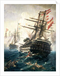 The Battle of Lissa, fought between the Austro-Hungarian Empire and Italy, in 1866 by Constantin Volanakis