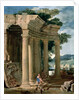 Landscape with ruins and a shepherd by Jean Lemaire