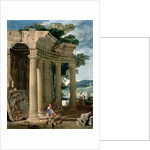 Landscape with ruins and a shepherd by Jean Lemaire