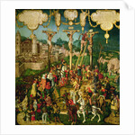 Crucifixion, central panel of the Mompelgarter Altarpiece by Matthias Gerung or Gerou