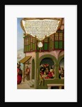 Jesus eating with the taxpayers and sinners section of wing panel from the Mompelgarter Altarpiece by Matthias Gerung or Gerou