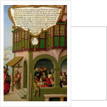 Jesus eating with the taxpayers and sinners section of wing panel from the Mompelgarter Altarpiece by Matthias Gerung or Gerou
