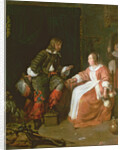 A maid and an officer, c.1660-70 by Gabriel Metsu
