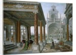 Cappricio of palace architecture with Figures Promenading, 1596 by Hans or Jan Vredeman de Vries