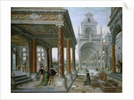Cappricio of palace architecture with Figures Promenading, 1596 by Hans or Jan Vredeman de Vries