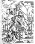 The Vision of The Seven Candlesticks from the 'Apocalypse' or 'The Revelations of St. John the Divine', pub. 1498 by Albrecht Dürer or Duerer