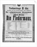 Poster advertising 'Die Fledermaus' by Johann Strauss the Younger by Austrian School