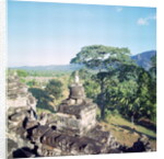 View from the monument showing balustrade surmounted with small stupa or dagobs, erected c.800 by Anonymous