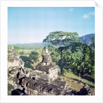 View from the monument showing balustrade surmounted with small stupa or dagobs, erected c.800 by Anonymous