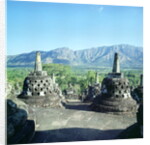 View of the three circular terraces with latticed stupas or dagobs, erected c.800 by Anonymous