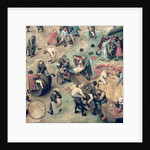 Children's Games: detail of bottom right-hand corner depicting children playing with bricks, hoops and a barrel, 1560 by Pieter the Elder Bruegel