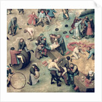 Children's Games: detail of bottom right-hand corner depicting children playing with bricks, hoops and a barrel, 1560 by Pieter the Elder Bruegel