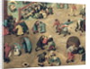 Children's Games: detail of left-hand section showing children bowling hoops, doing handstands, playing with a hobby-horse and other games, 1560 by Pieter the Elder Bruegel
