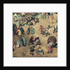 Children's Games: detail of left-hand section showing children bowling hoops, doing handstands, playing with a hobby-horse and other games, 1560 by Pieter the Elder Bruegel