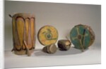 A collection of American Indian drums by School American