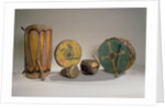 A collection of American Indian drums by School American
