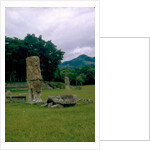 Stele in forecourt of Central Plaza by Mayan Mayan