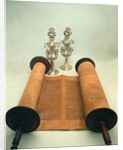 Torah scroll with Silver Crown finials by Anonymous