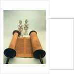 Torah scroll with Silver Crown finials by Anonymous